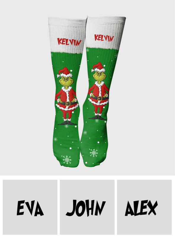 Green Monster - Chaussettes de Noël personnalisées avec étole