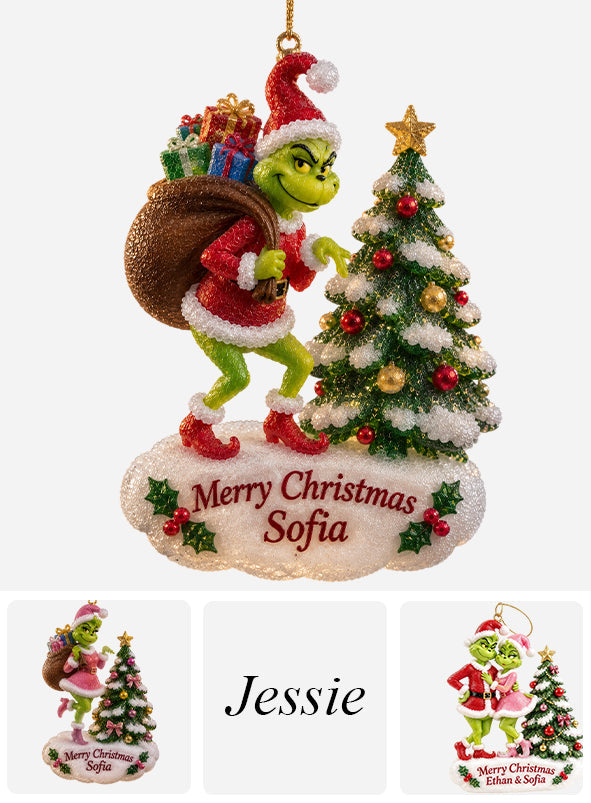 Merry Christmas - Personalized Stole Christmas Custom Shape Glass Ornament