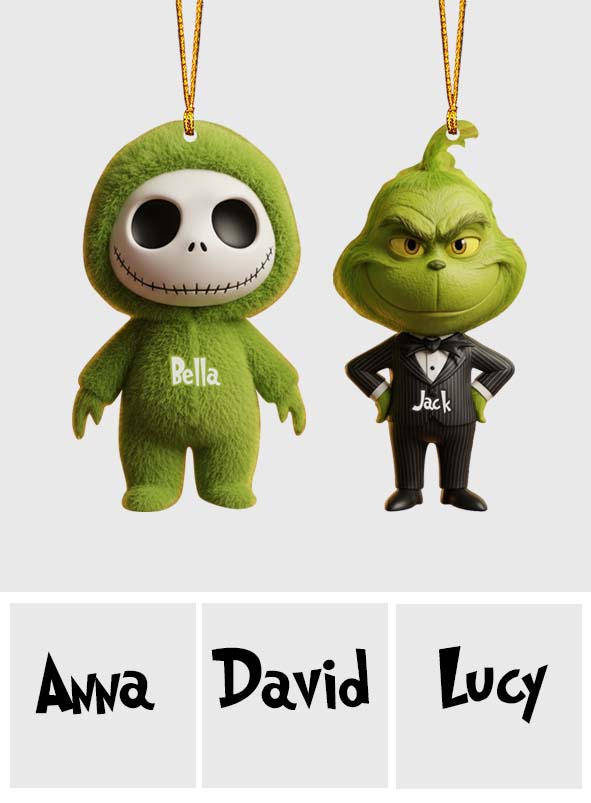 Ornement de Noël personnalisé « Christmas Friends Green Nightmare » - Étole de Noël