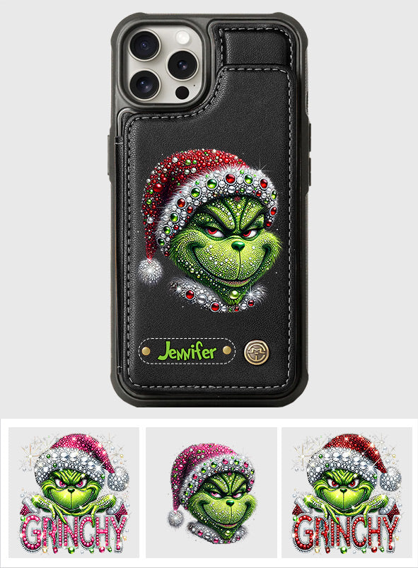 Joyeux Grinchmas - Étui portefeuille/téléphone personnalisé avec étole de Noël