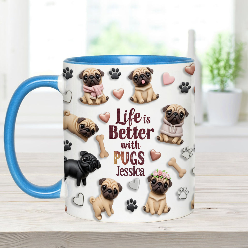Das Leben ist schöner mit Hunden – personalisierte Tasse mit Hundemotiv