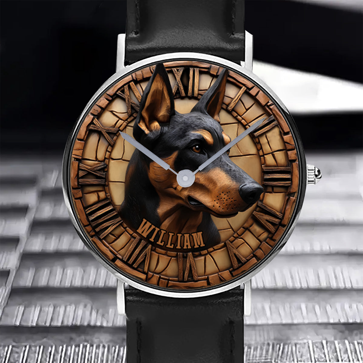 Montre-bracelet personnalisée pour chien Brave Doberman Pinscher
