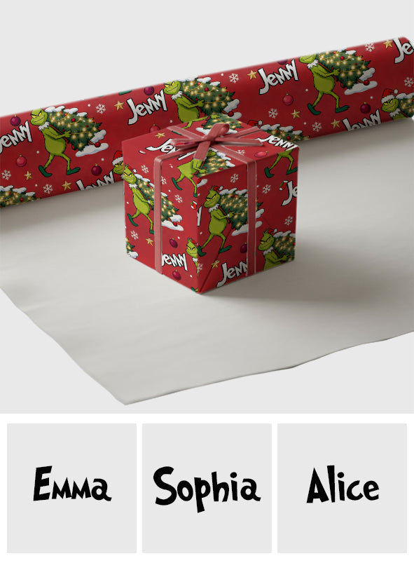 Fröhliche Grinchmas - Personalisierte Stola-Weihnachtsgeschenkpapiere