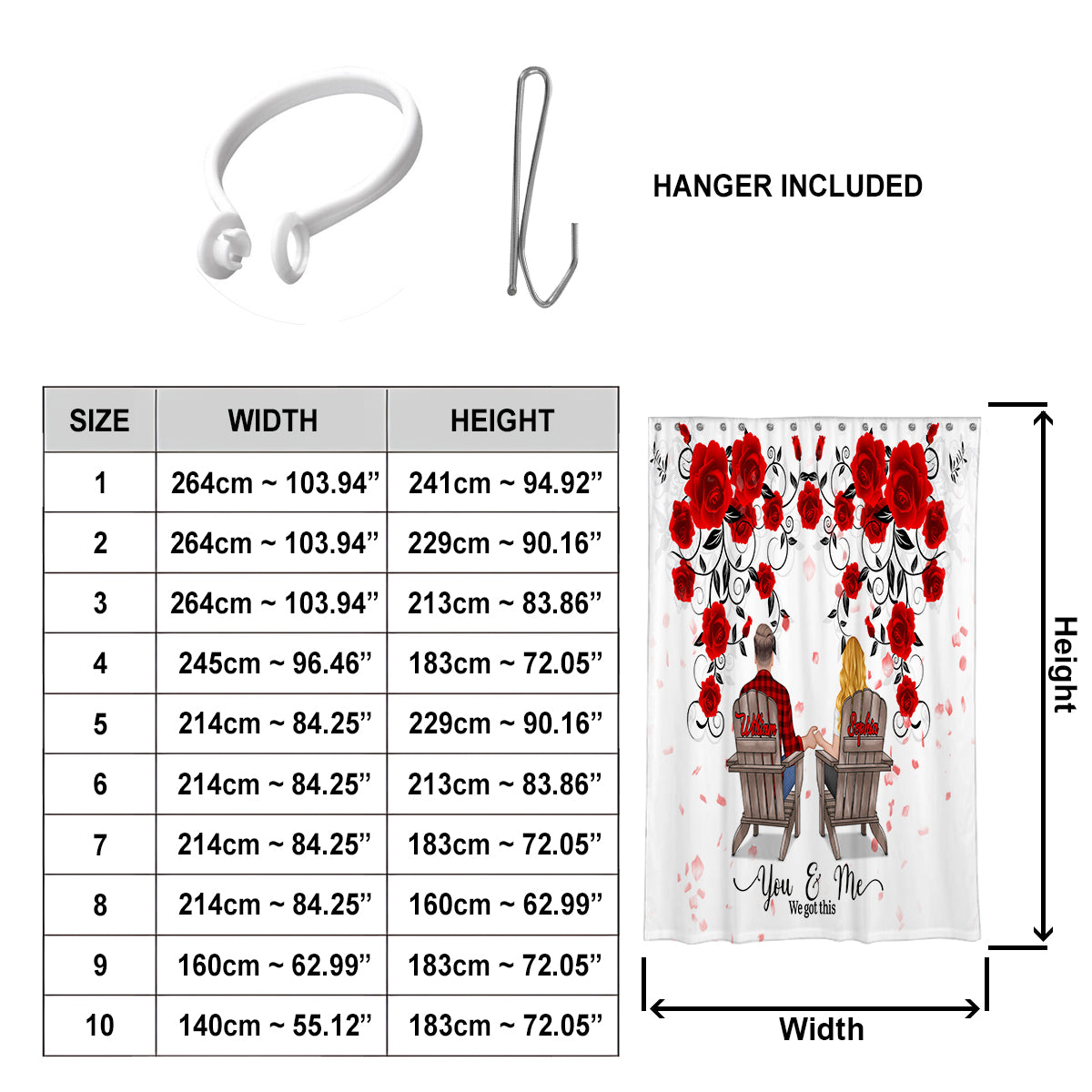 Toi et moi, on gère ! - Ensemble de rideaux occultants personnalisés pour couples