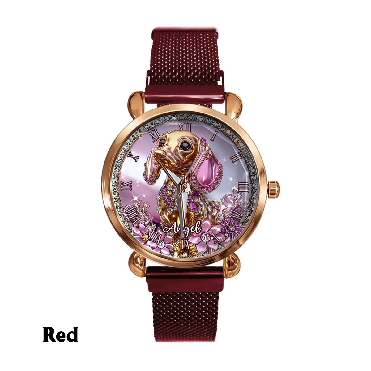 Amoureux des teckels - Montre-bracelet personnalisée pour femme avec un chien