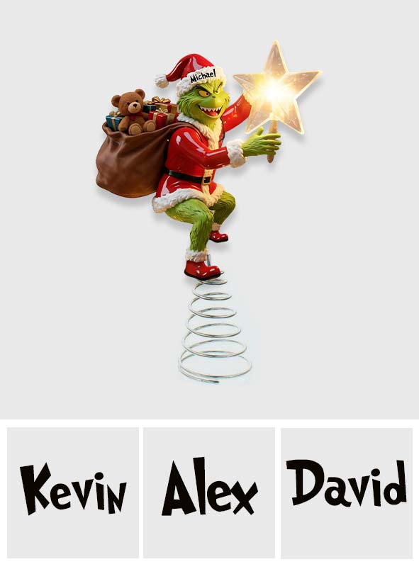 Joyeux Grinchmas - Étole de Noël personnalisée avec guirlande lumineuse LED pour sapin de Noël