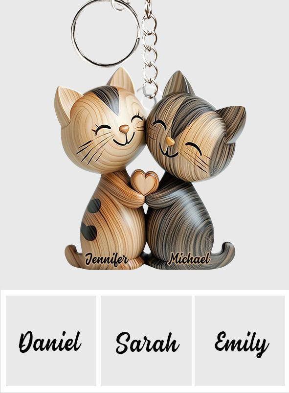 Couple de chats mignons - Porte-clés chat personnalisé