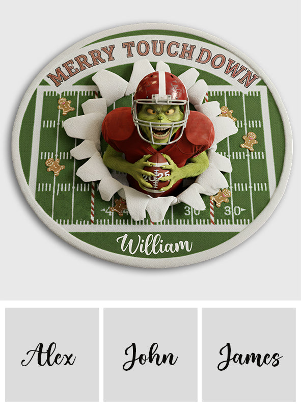Merry Touchdown - Personalized Stole Christmas Non-Slip Tufted Rug