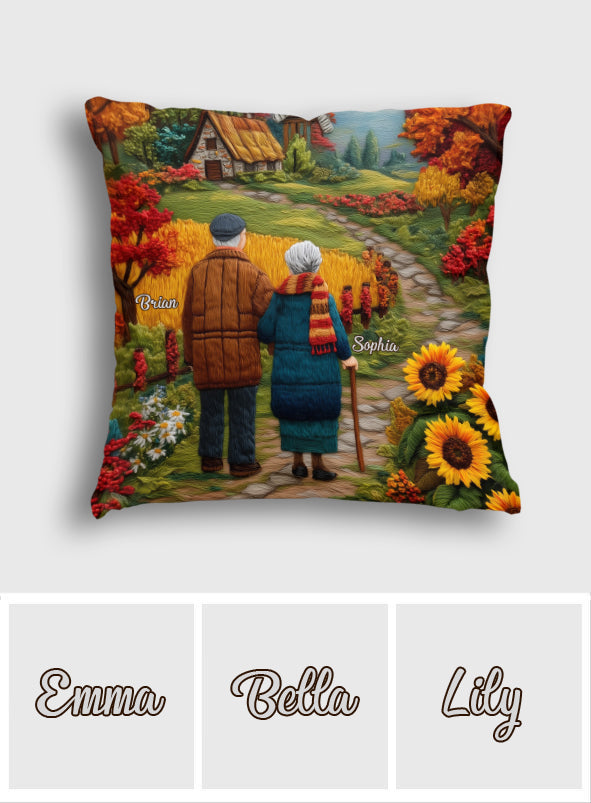 Coussin décoratif personnalisé pour couple vieillissant ensemble