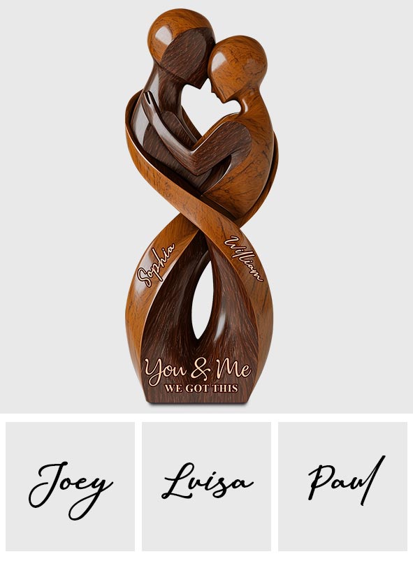 „Du und ich, wir schaffen das“ – personalisierte Acrylplakette in individueller Form für Paare