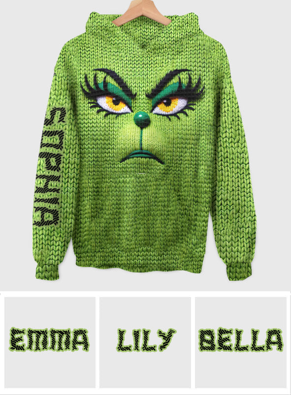 Merry Grinchmas - Personalized Stole Christmas Waffle Hoodie