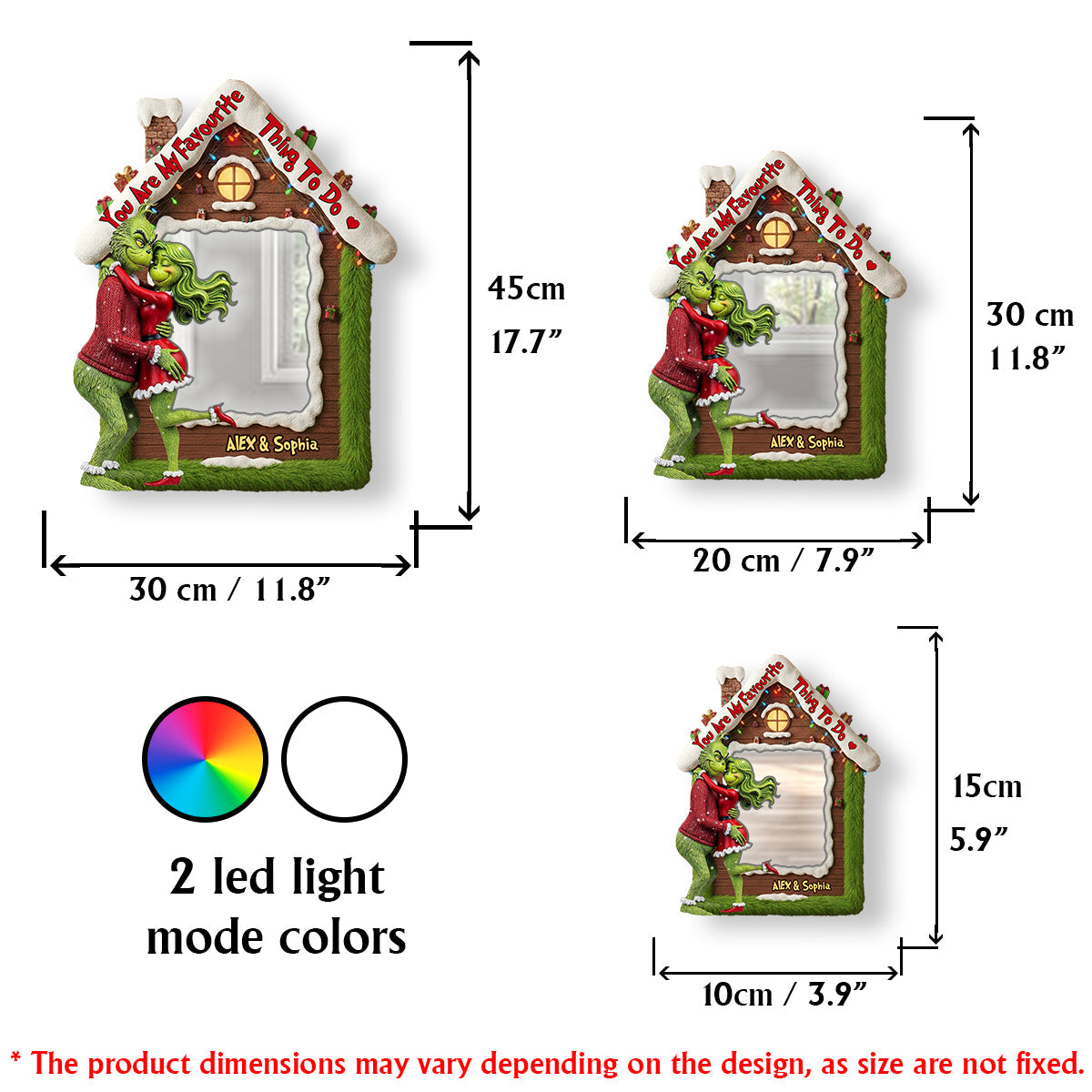 Du hast mein Herz gestohlen – Personalisierter Weihnachtsspiegel mit LED-Beleuchtung