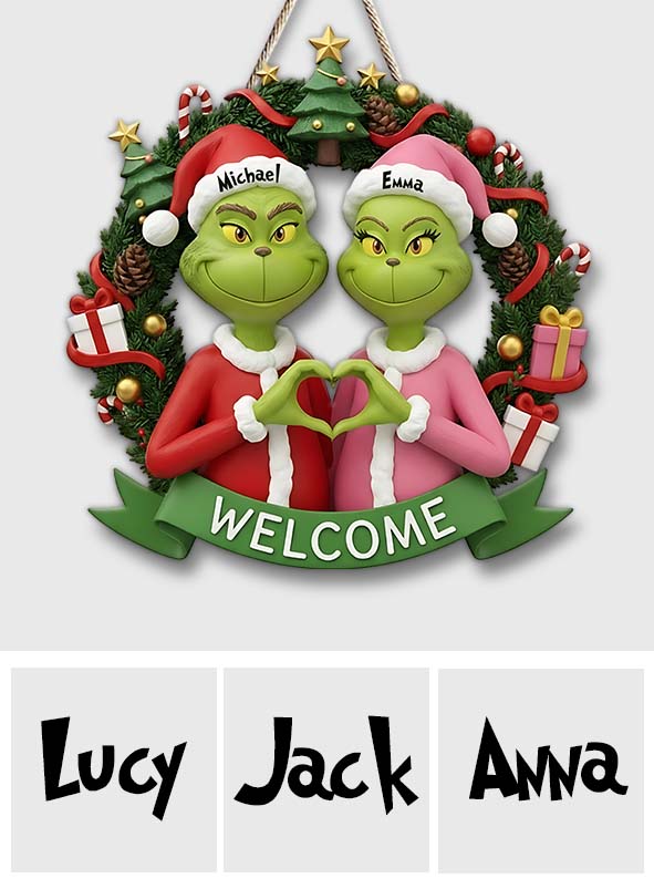 Fröhliche Grinchmas - Personalisierte Weihnachtsstola aus Holz, individuell geformtes Schild