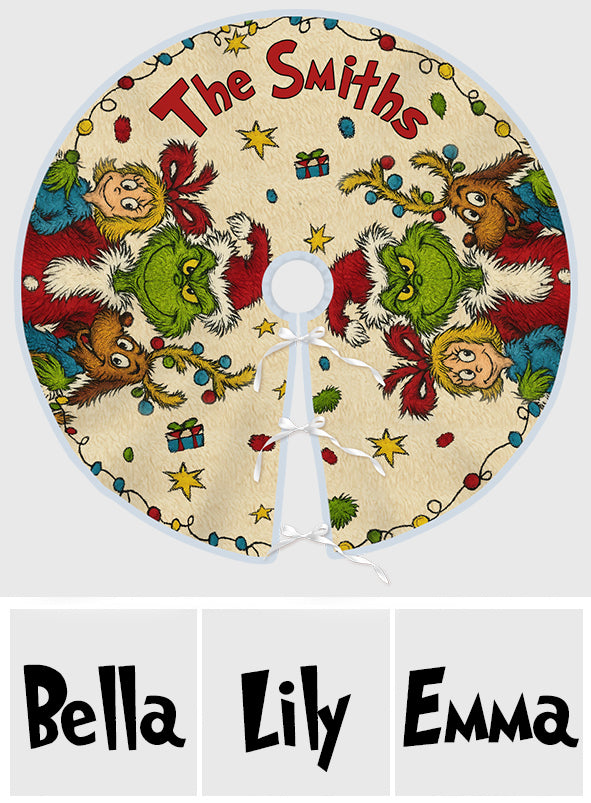 Fröhliche Grinchmas - Personalisierte Stola-Weihnachtsbaumdecke