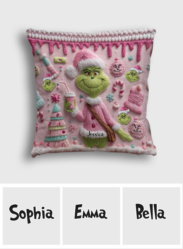 Merry Grinchmas - Personalized Stole Christmas Throw Pillow