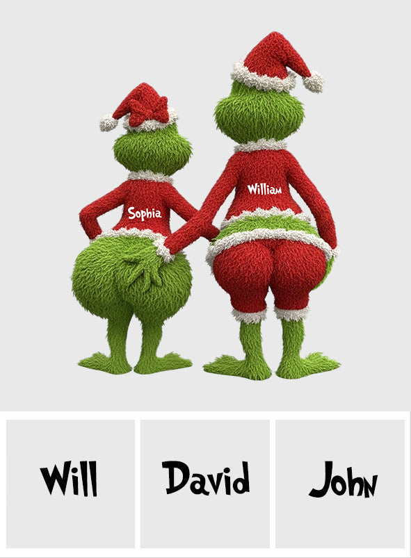 Grüne Kreatur aus dem Weihnachtsfilm – Personalisierte Stola, rutschfester, getufteter Weihnachtsteppich