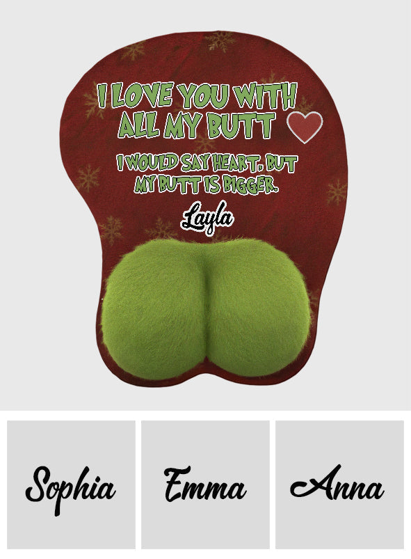 Je t'aime de tout mon cœur - Cadeau de Noël idéal pour lui - Tapis de souris 3D personnalisé avec étole de Noël