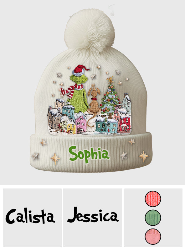 Joyeux Grinchmas - Bonnet de Noël personnalisé avec étole