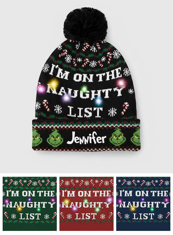 I'm On The Naughty List Cartoon Magical Mouse - Personalized Stole Christmas Beanie Hat