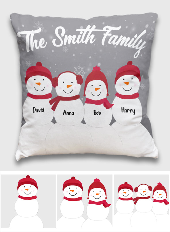 Coussin décoratif personnalisé « Famille Bonhomme de neige »