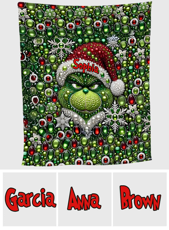 Fröhliche Grinchmas - Personalisierte Stola-Weihnachtsdecke