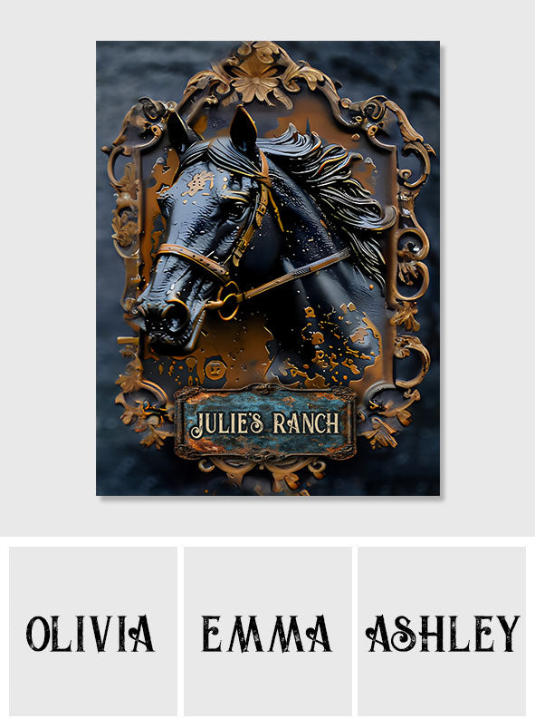 Schönes Pferd – Personalisiertes rechteckiges Metallschild mit Pferdemotiv