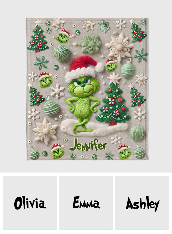 Merry Grinchmas - Personalized Stole Christmas Blanket