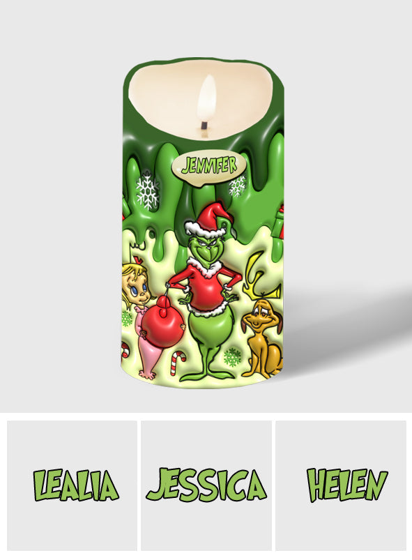 Merry Christmas - Personalized Stole Christmas Flameless Candle