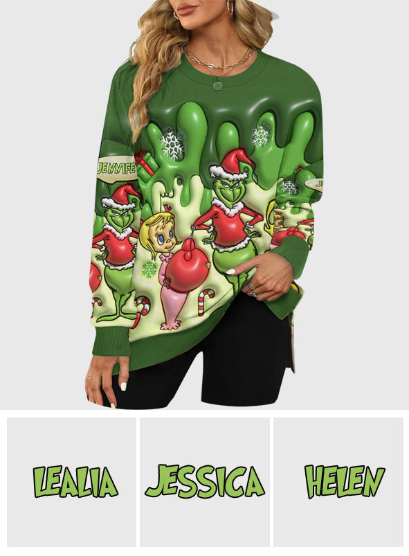 Joyeux Noël - Sweat-shirt à ourlet fendu et étole de Noël personnalisée