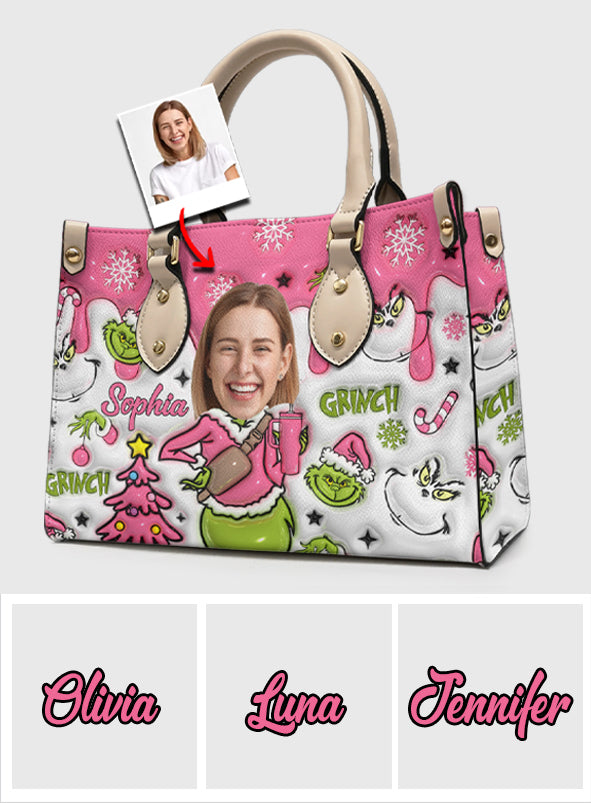 Merry Grinchmas - Personalized Stole Christmas Leather Handbag