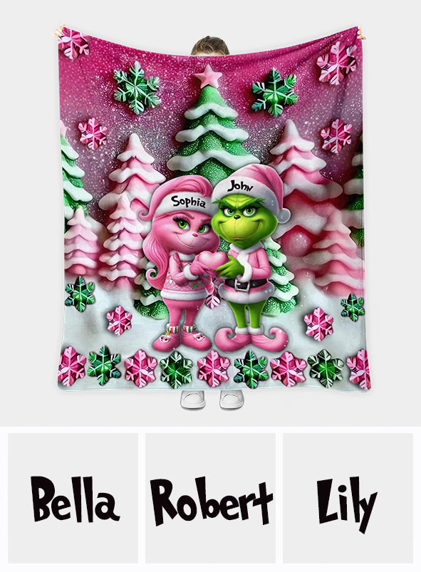 Grinchy Couple - Personalisierte Stola Weihnachtsdecke