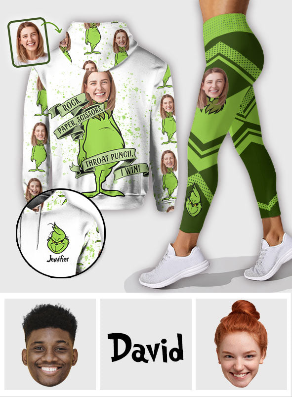 Schere, Stein, Papier – Personalisierter Stola-Weihnachtshoodie und Leggings