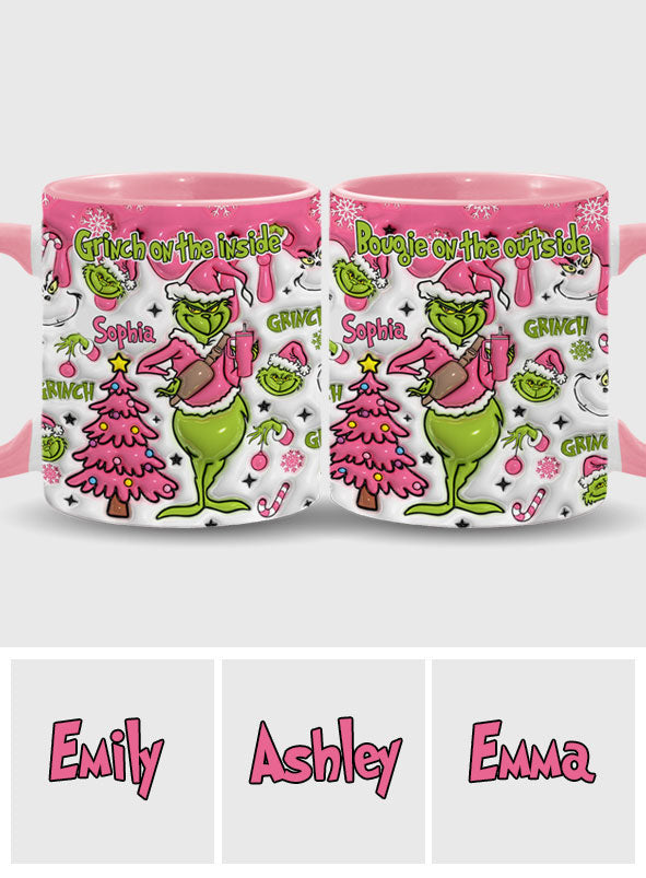 Grinchy On The Inside - Personalized Stole Christmas Accent Mug