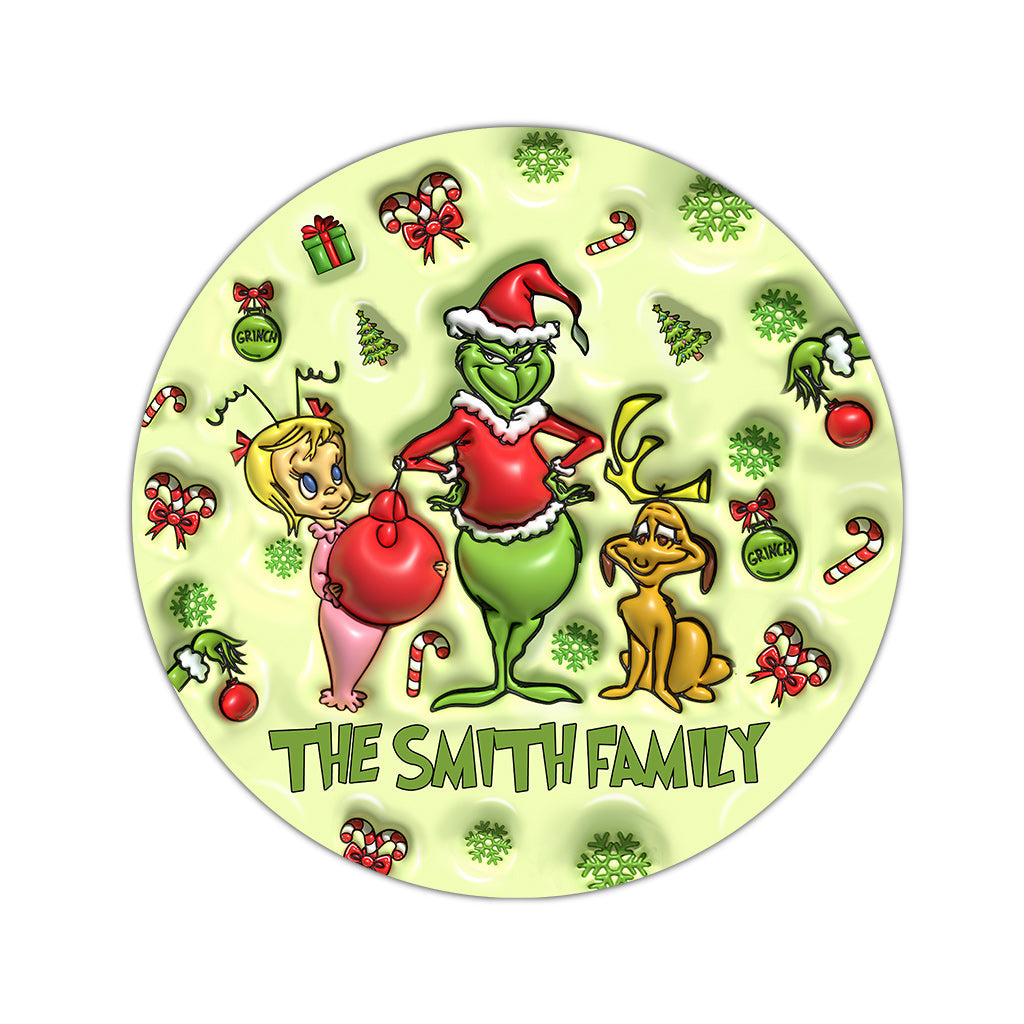 Green Mischief - Personalized Stole Christmas Round Rug