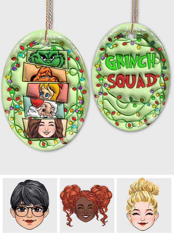 Green Squad - Ornement ovale en céramique personnalisé pour Noël