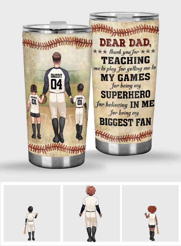 Merci papa, mon plus grand fan ! – Gobelet isotherme personnalisé sur le thème du baseball