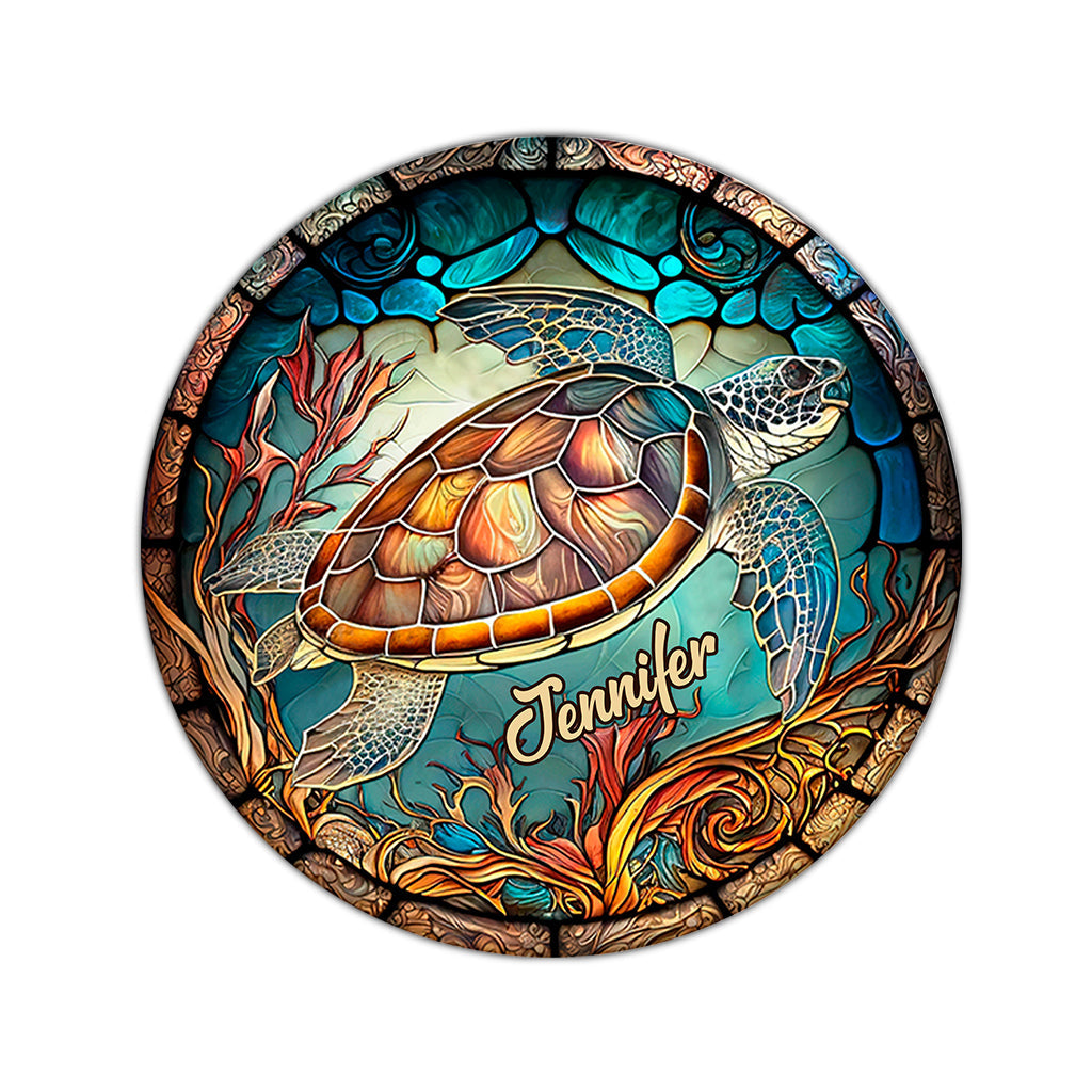 Liebe Schildkröten – Personalisierter runder Schildkröten-Teppich