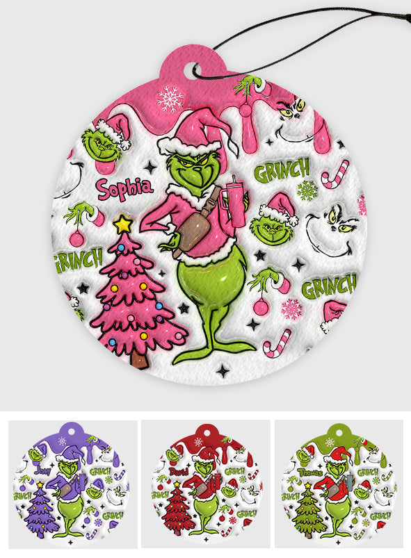 Any Name Pink Snowflakes - Personalized Circle Air Freshener