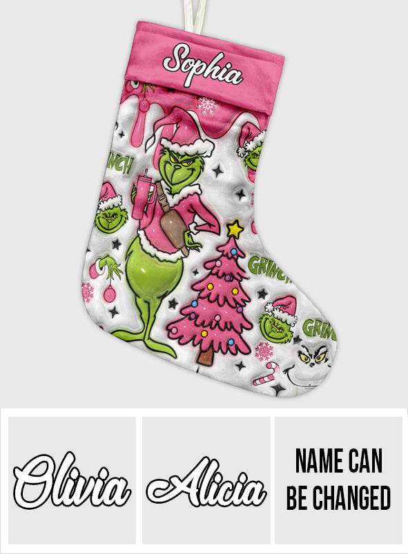 Joyeux Grinchmas - Étole de Noël personnalisée et bas de Noël