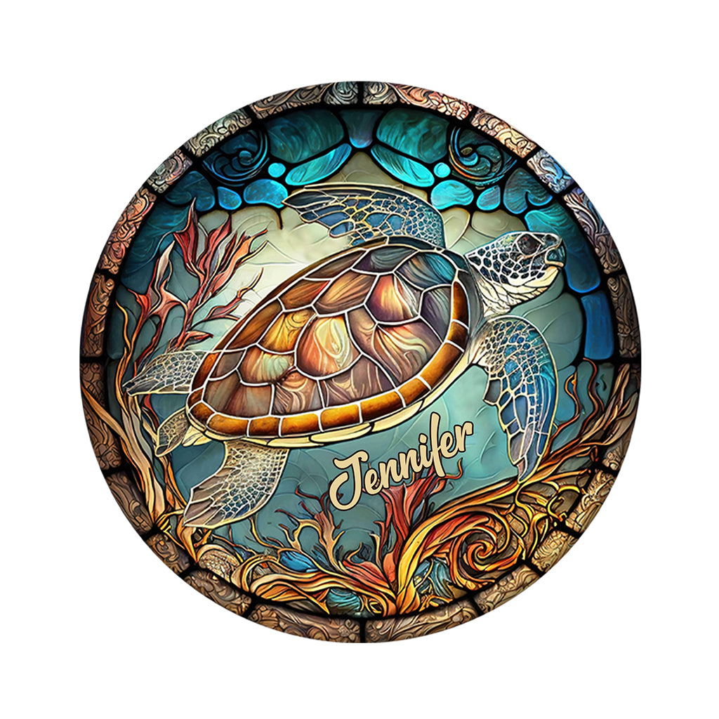 J'adore les tortues ! Paillasson personnalisé en forme de tortue