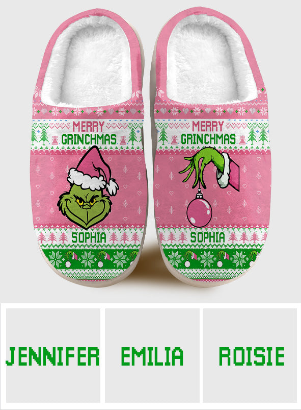 Merry Grinchmas - Personalized Stole Christmas Slippers