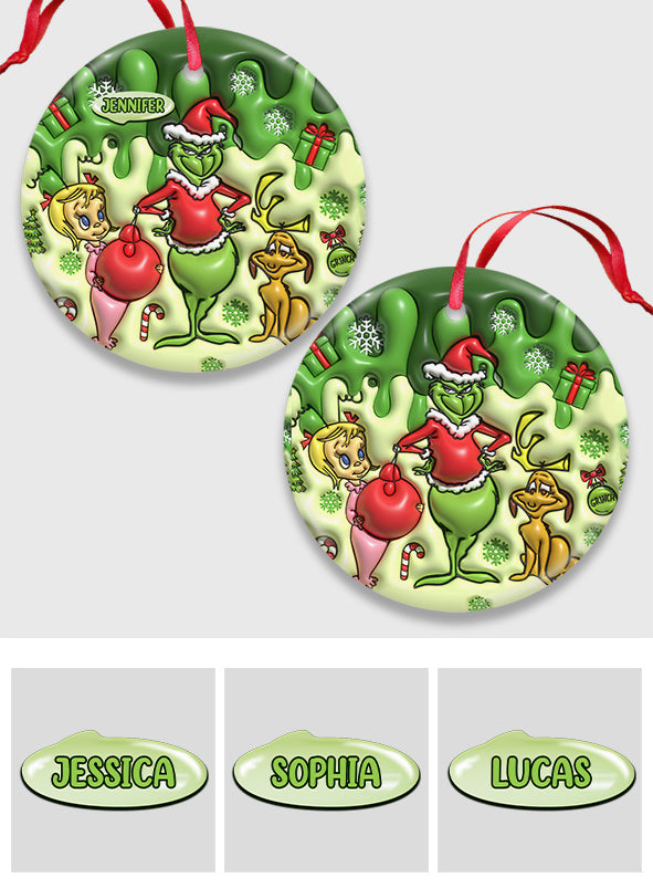 Frohe Weihnachten – Personalisierte Stola, runde Weihnachtskugel aus Keramik