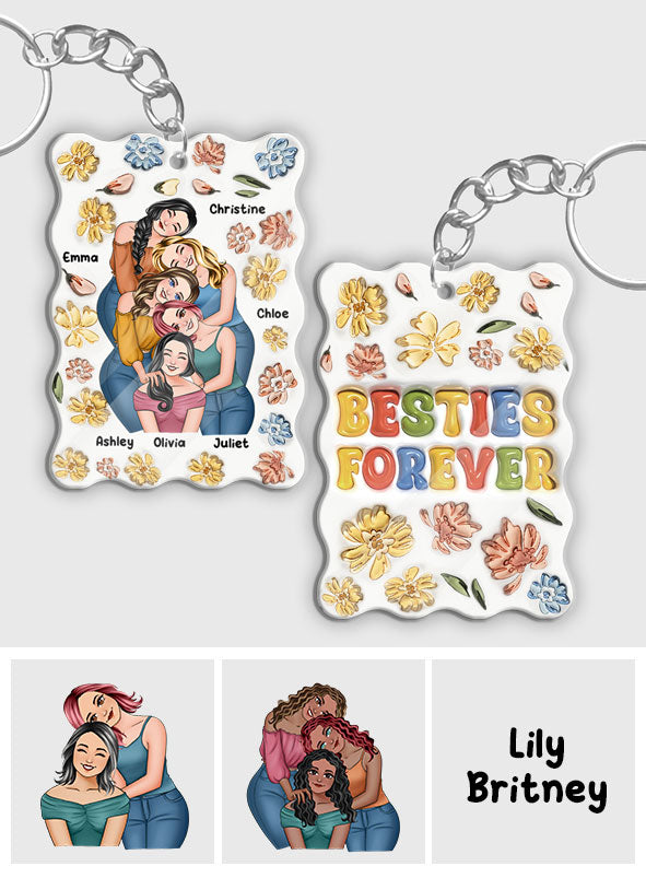 Für immer beste Freundinnen – Personalisierter Schlüsselanhänger im Blumen-Design