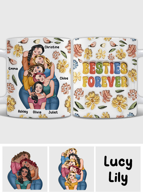 Für immer beste Freundinnen – Personalisierte Tasse im Blumen-Design