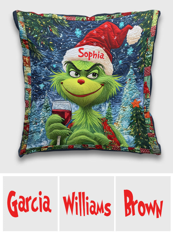 Fröhliche Grinchmas - Personalisiertes Kissen mit Stola-Weihnachtsmotiv