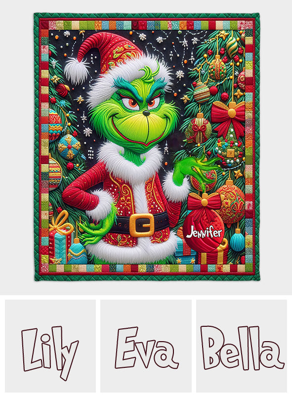 Fröhliche Grinchmas - Personalisierte Stola-Weihnachtsdecke