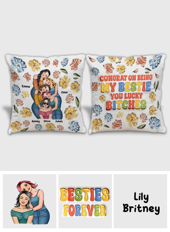 Félicitations pour être ma meilleure amie ! - Coussin personnalisé pour meilleure amie