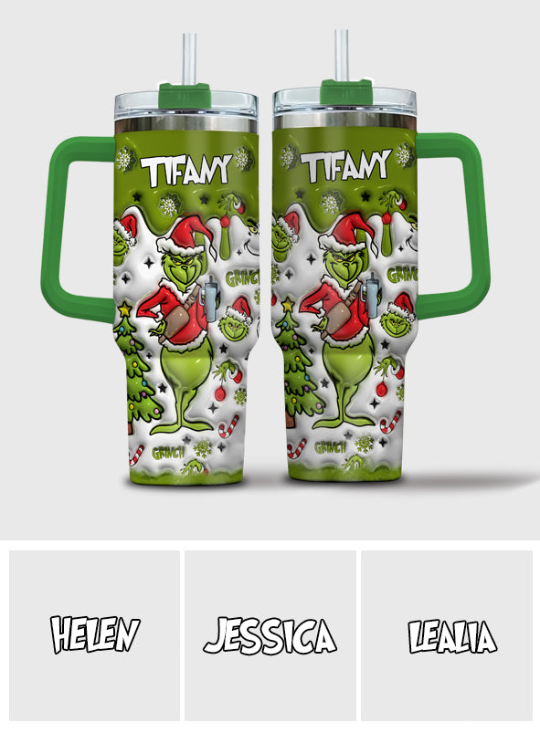Fröhliche Grinchmas – Personalisierter Stola-Weihnachtsbecher mit Henkel