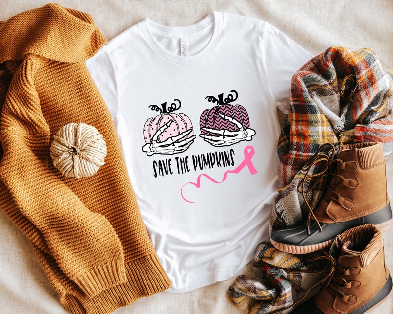 T-shirt et sweat à capuche « Sauvez les citrouilles » pour la sensibilisation au cancer du sein 0924