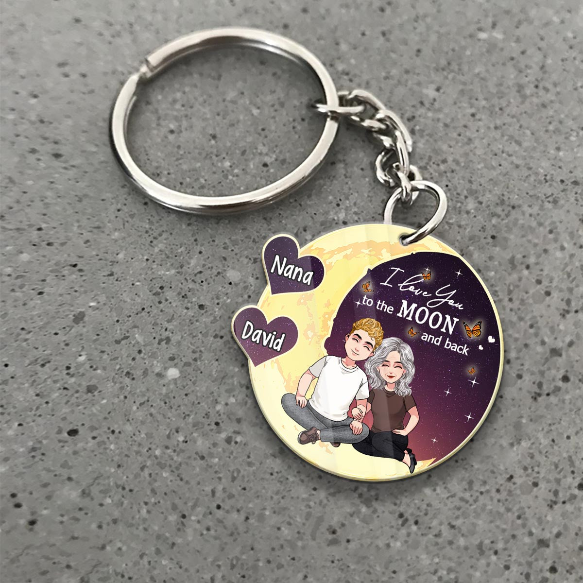 Bis zum Mond und zurück – Geschenk für Mama, Oma – Personalisierter Schlüsselanhänger